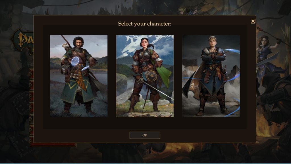 Pathfinder Kingmaker Character Creation Start Screen
